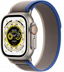 Apple Watch Ultra, 49 мм, корпус из титана, ремешок Trail синего/серого цвета