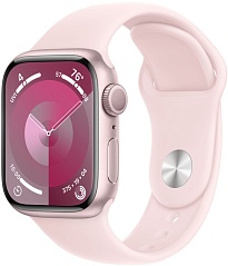 Apple Watch Series 9, 45 мм, корпус из алюминия розового цвета, ремешок Sport Band нежно-розового цвета, размер M/L