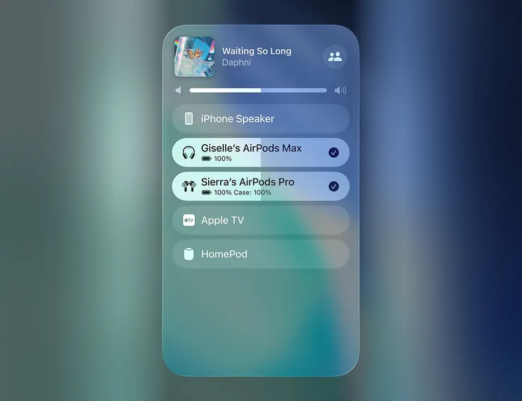 Две пары AirPods в списке устройств для звука