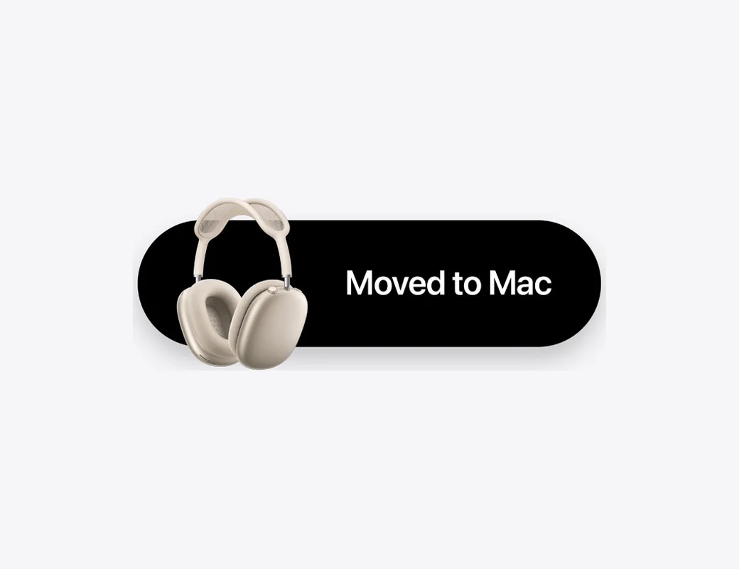 Уведомление о переключении AirPods Max на Mac