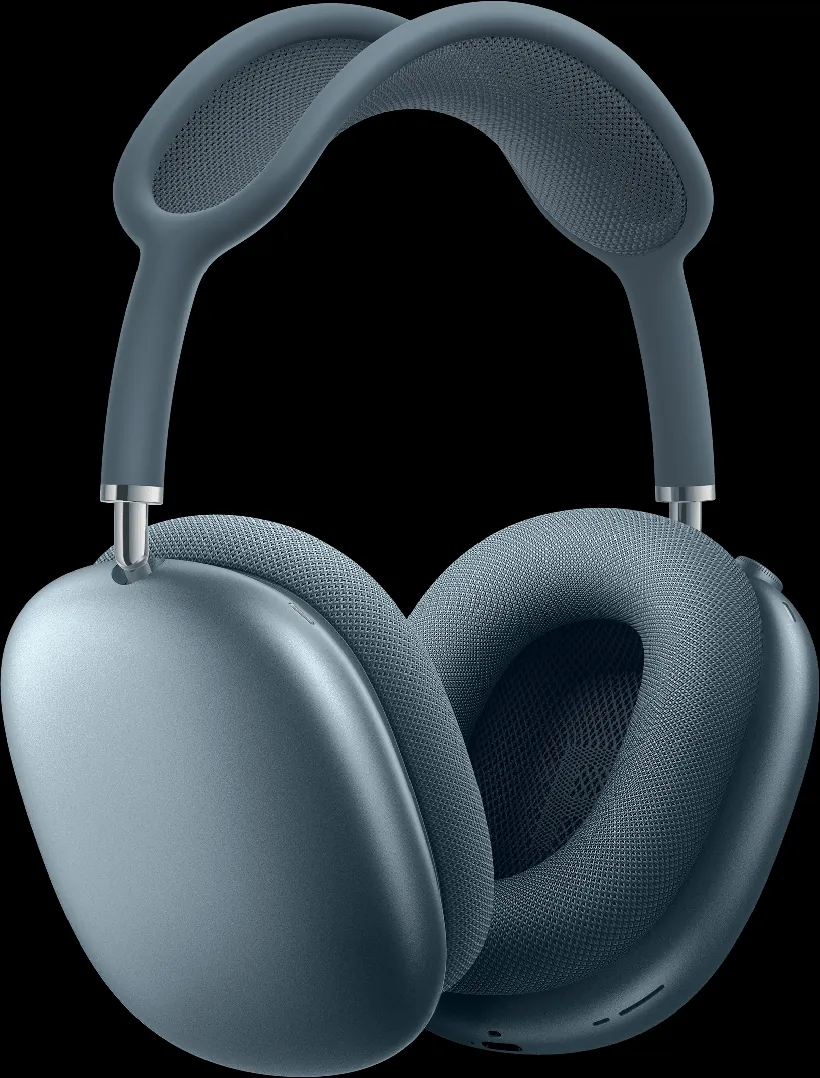 AirPods Max 2 синего цвета, видны микрофоны в чашке