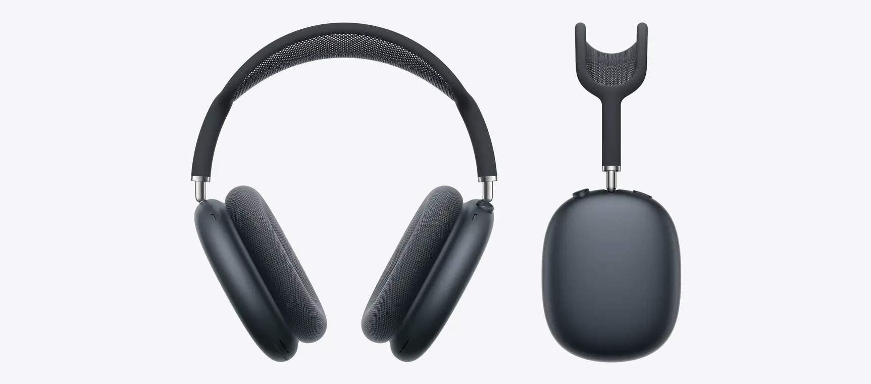 AirPods Max 2, цвет полуночный чёрный (Midnight): спереди и сбоку