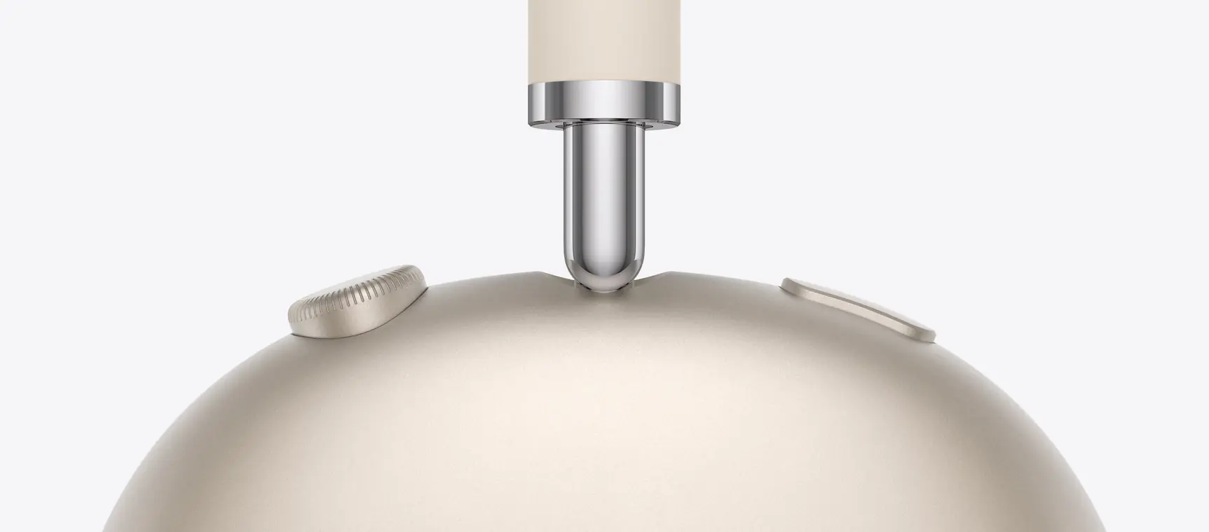 AirPods Max 2, цвет сияющая звезда (Starlight): телескопическая дужка крупным планом