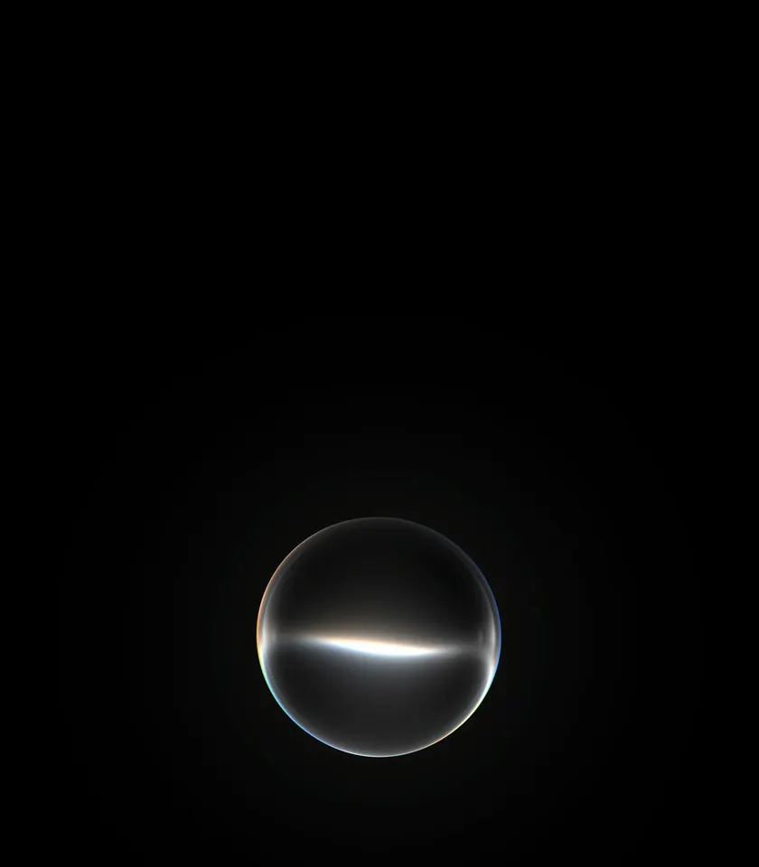 Светящийся знак Siri на чёрном фоне