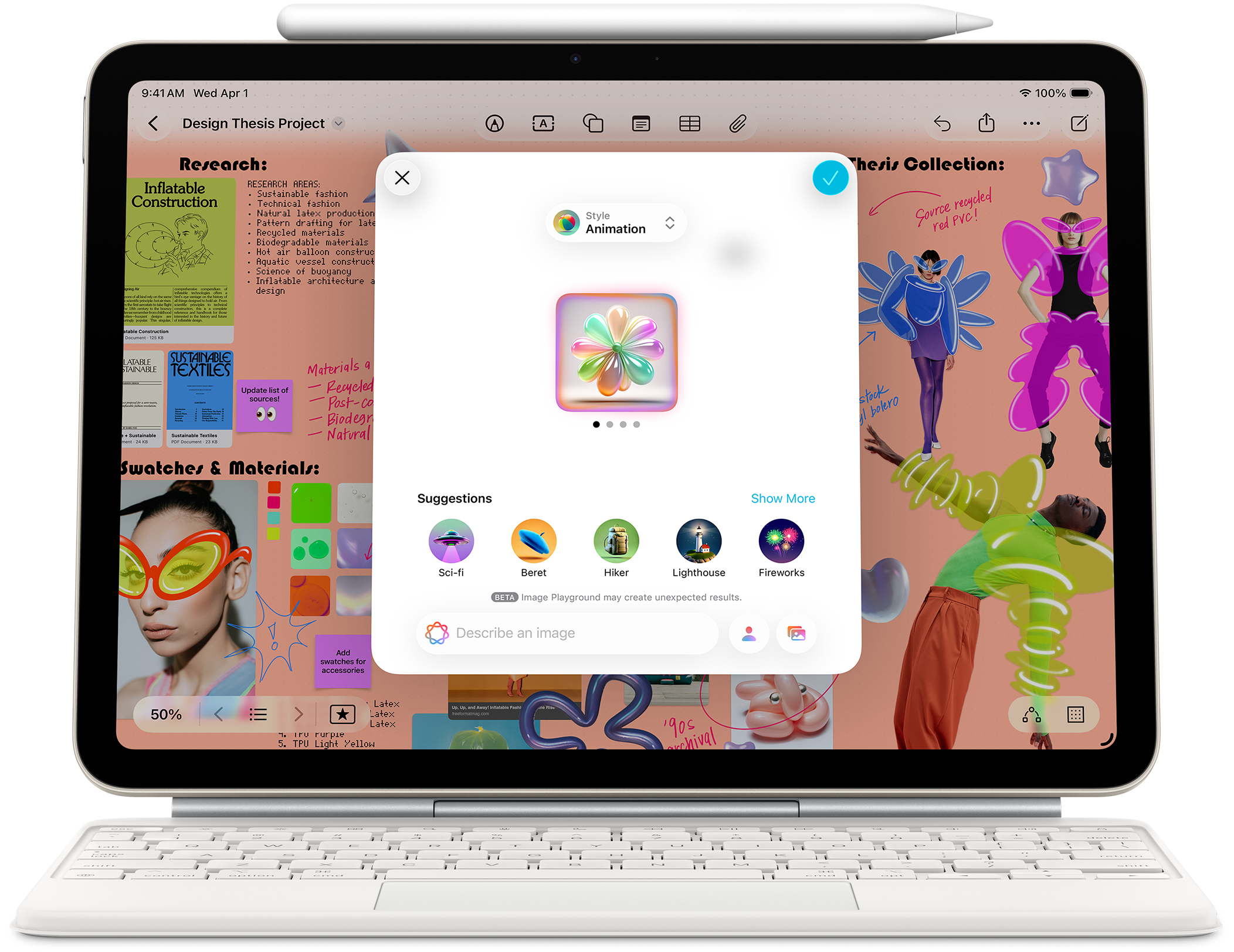 Image Playground на экране iPad Air
