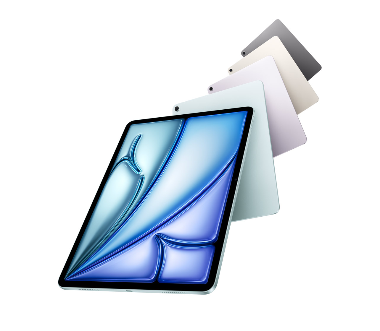 iPad Air всех четырёх цветов веером