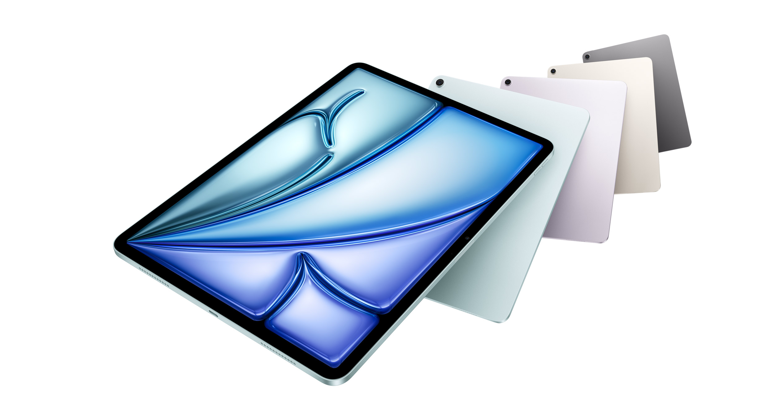 iPad Air всех четырёх цветов веером