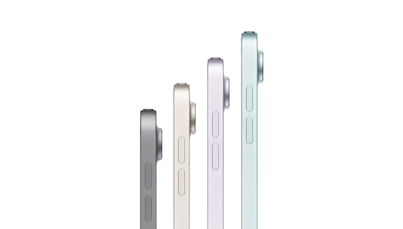 iPad Air всех четырёх цветов сбоку