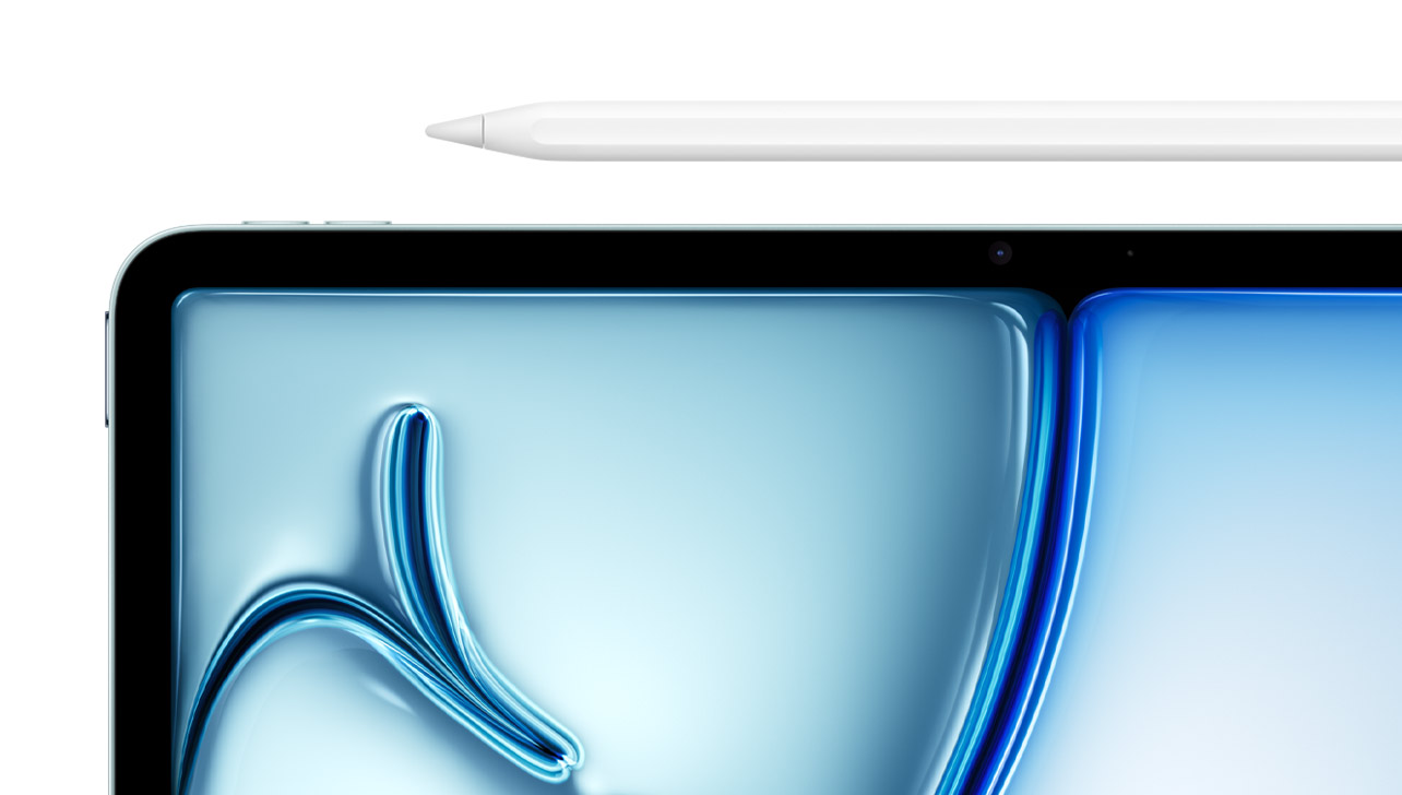 Экран iPad Air голубой (Blue) и Apple Pencil
