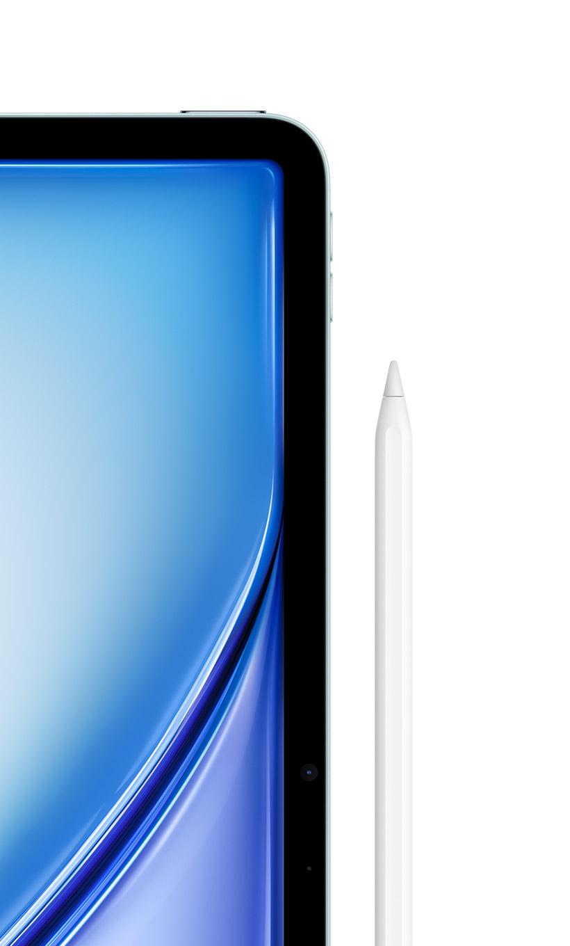 Экран iPad Air голубой (Blue) и Apple Pencil