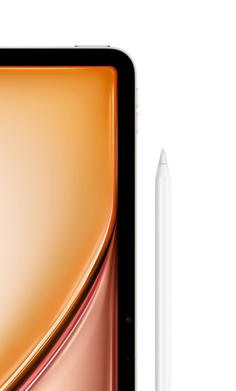 Экран iPad Air сияющая звезда (Starlight) и Apple Pencil