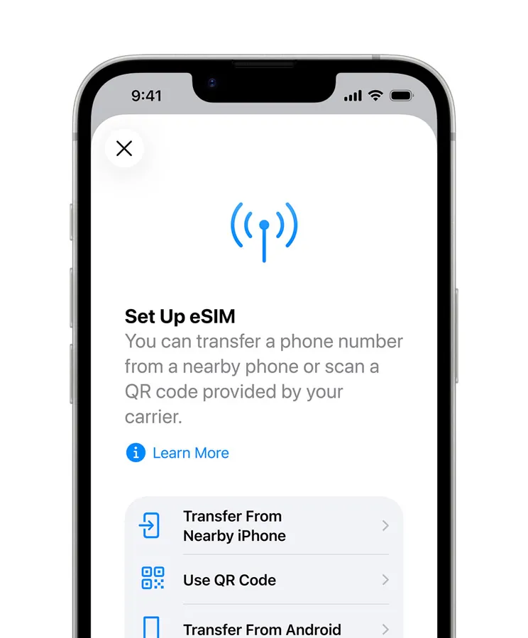 Экран настройки eSIM на iPhone