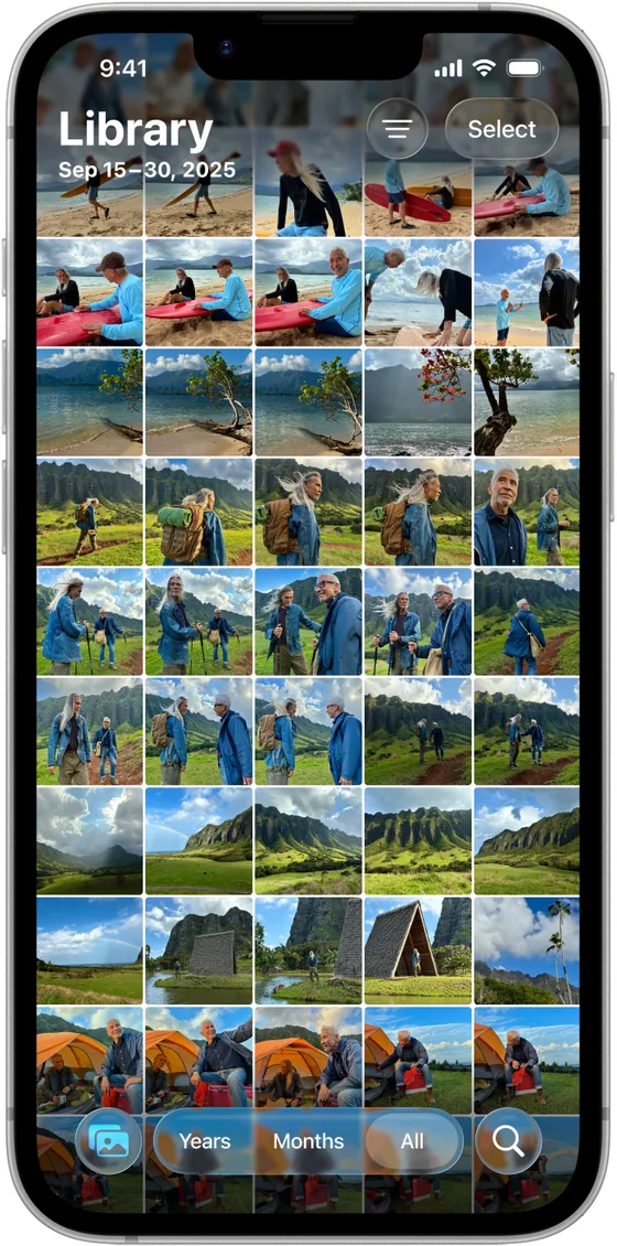 Медиатека «Фото» на экране iPhone 17e