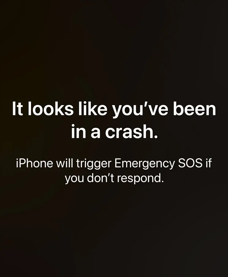 Экран распознавания аварии на iPhone