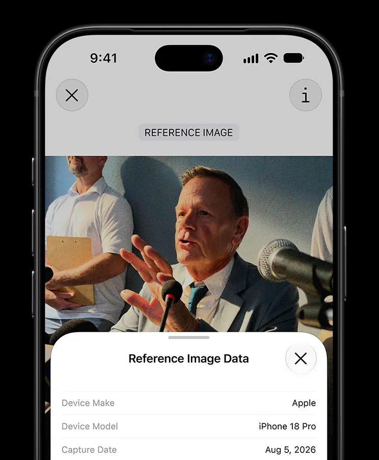 Экран с данными Apple Reference Image к снимку