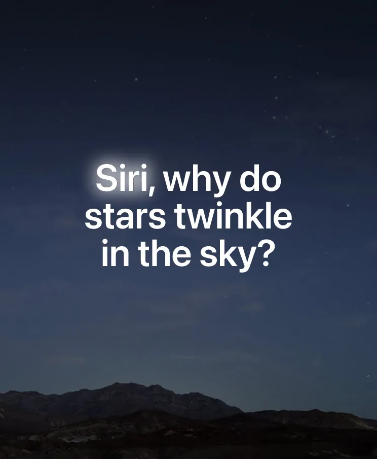Вопрос к Siri AI о звёздах на фоне ночного неба