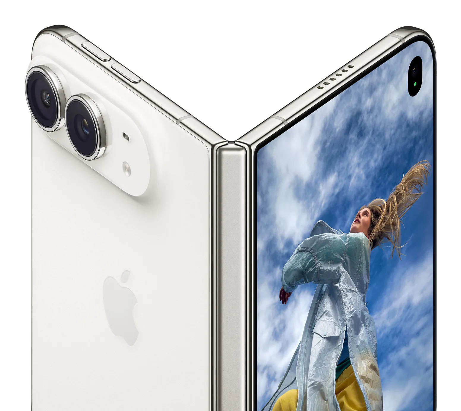 iPhone Duo цвета звёздный белый сзади и сбоку
