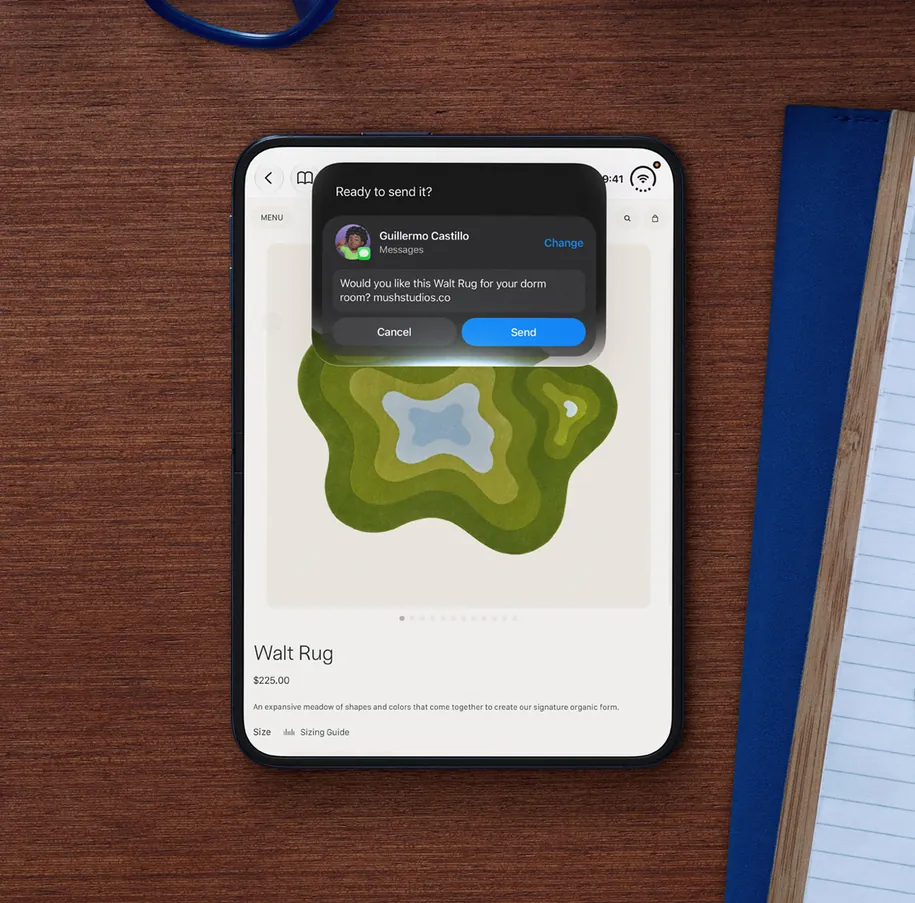 Окно разговора с Siri AI на экране iPhone Duo