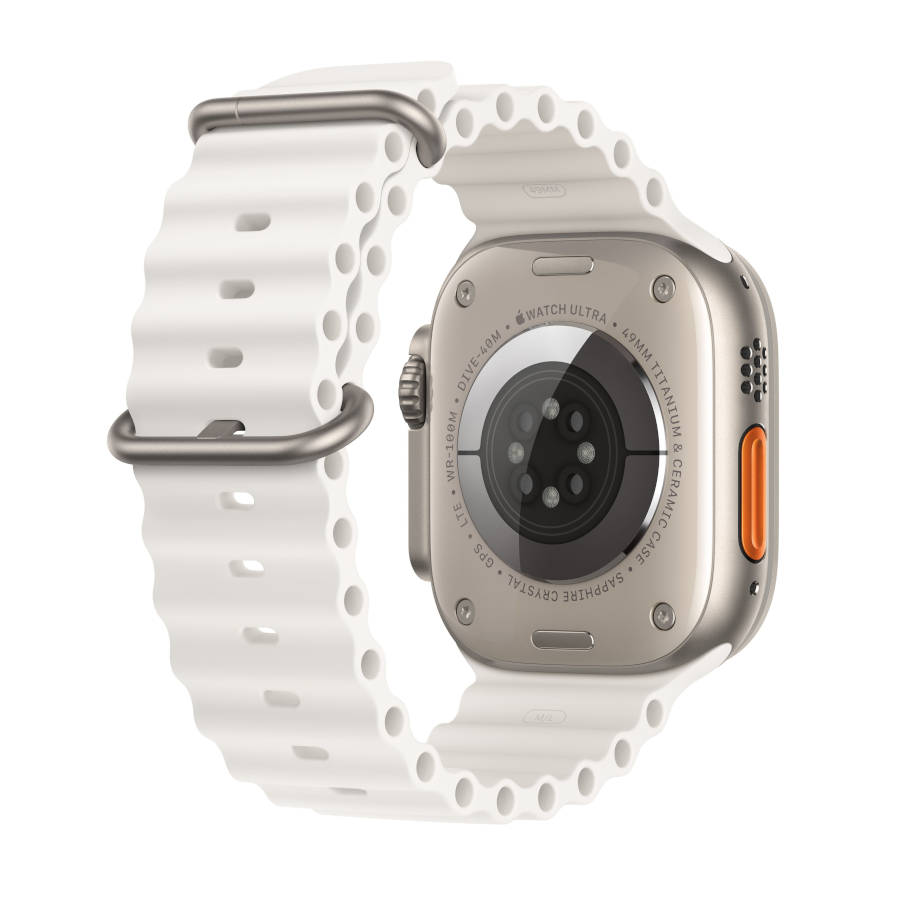 Apple Watch Ultra, 49 мм, корпус из титана, ремешок Ocean белого цвета