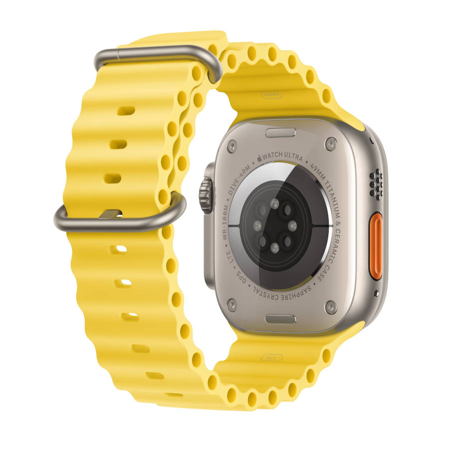 Apple Watch Ultra, 49 мм, корпус из титана, ремешок Ocean желтого цвета