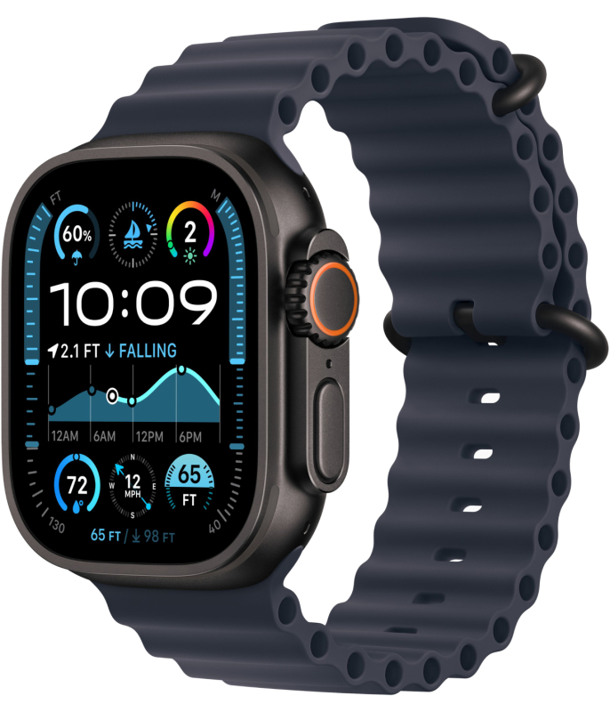 Apple Watch Ultra 2 (2024) GPS + Cellular, 49 мм, корпус из черного титана, ремешок Ocean темно-синего цвета
