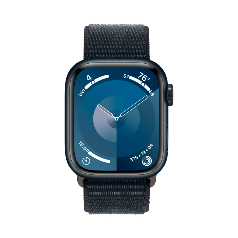 Apple Watch Series 9, 45 мм, корпус из алюминия цвета «тёмная ночь», ремешок Sport Loop цвета «тёмная ночь»