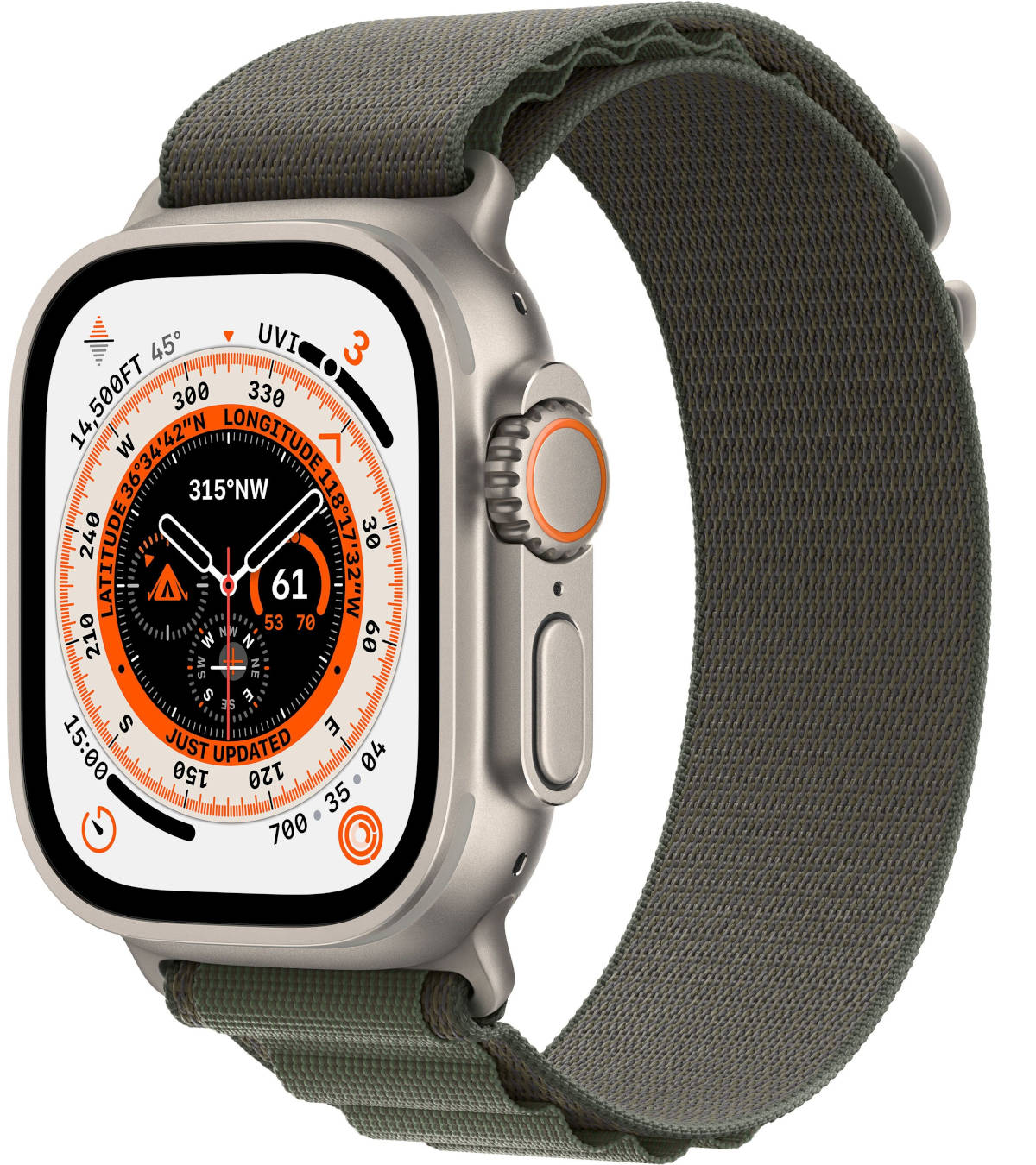 Apple Watch Ultra, 49 мм, корпус из титана, ремешок Alpine зеленого цвета