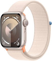 Apple Watch Series 9, 41 мм, корпус из алюминия цвета «сияющая звезда», ремешок Sport Loop цвета «сияющая звезда»
