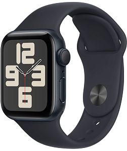 Apple Watch SE 2023, 44 мм, корпус из алюминия цвета «тёмная ночь», спортивный ремешок цвета «тёмная ночь» S/M