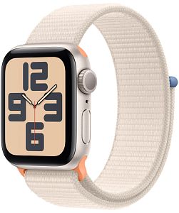 Apple Watch SE 2023, 44 мм, корпус из алюминия цвета «сияющая звезда», ремешок нейлон цвета «сияющая звезда»