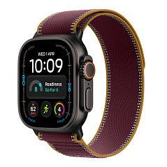Часы Apple Watch Ultra 4 GPS 49 мм, корпус чёрный титан (Black Titanium), ремешок Trail, цвет: бордовый (Burgundy), размер: S/M