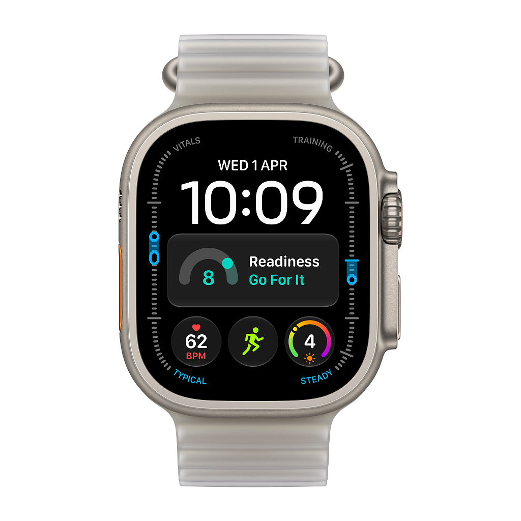 Часы Apple Watch Ultra 4 GPS 49 мм, корпус натуральный титан (Natural Titanium), ремешок Ocean, цвет: полупрозрачный серый (Translucent Gray)