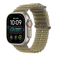 Часы Apple Watch Ultra 4 GPS 49 мм, корпус натуральный титан (Natural Titanium), ремешок Ocean, цвет: полупрозрачный зелёный (Translucent Kelp)