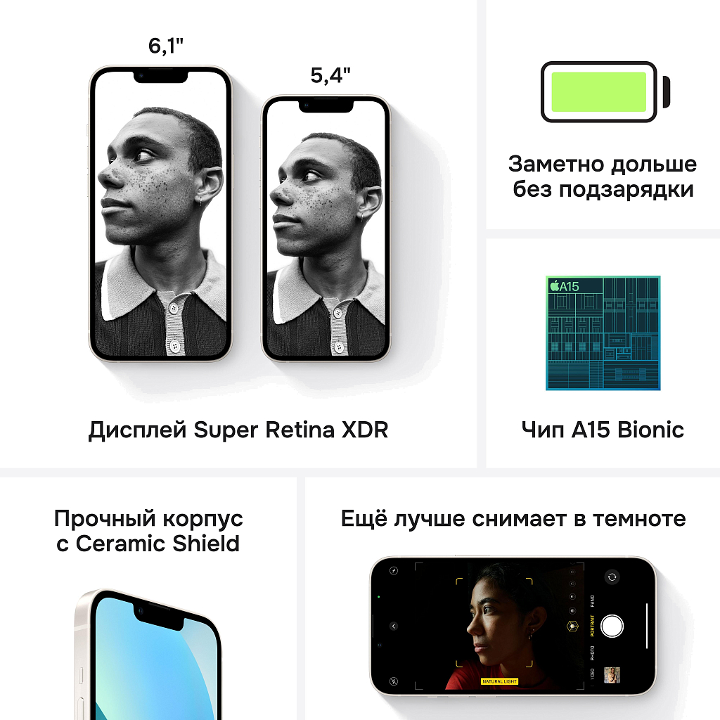 Apple iPhone 13, 256 ГБ, «сияющая звезда»
