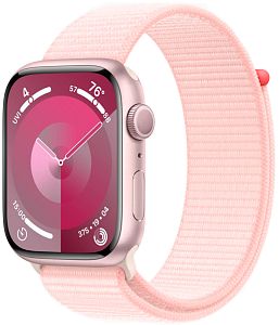 Apple Watch Series 9, 41mm, корпус из алюминия розового цвета, ремешок Sport Loop нежно-розового цвета