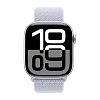Apple Watch Series 10, 42 мм, корпус из алюминия серебристого цвета, спортивный браслет дымчато-голубого цвета