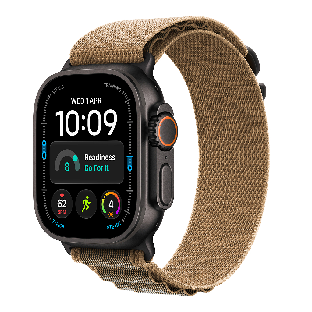 Часы Apple Watch Ultra 4 GPS 49 мм, корпус чёрный титан (Black Titanium), ремешок Alpine, цвет: пустынный (Desert), размер: S