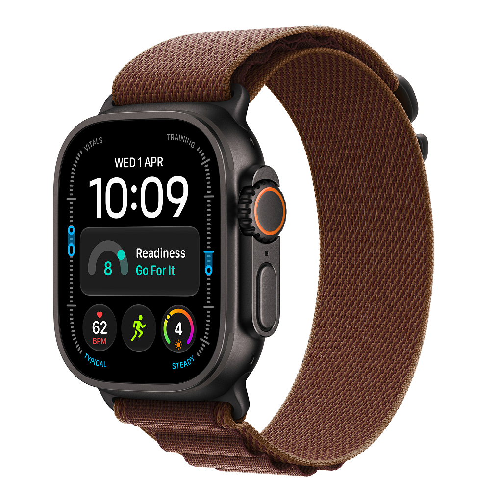 Часы Apple Watch Ultra 4 GPS 49 мм, корпус чёрный титан (Black Titanium), ремешок Alpine, цвет: бордовый (Burgundy), размер: M