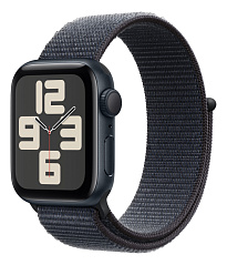 Часы Apple Watch SE, 44 мм, алюминий цвета «тёмная ночь», браслет Sport Loop чернильного цвета (2024)