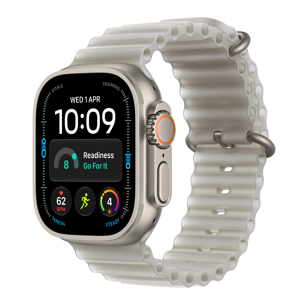 Часы Apple Watch Ultra 4 GPS 49 мм, корпус натуральный титан (Natural Titanium), ремешок Ocean, цвет: полупрозрачный серый (Translucent Gray)