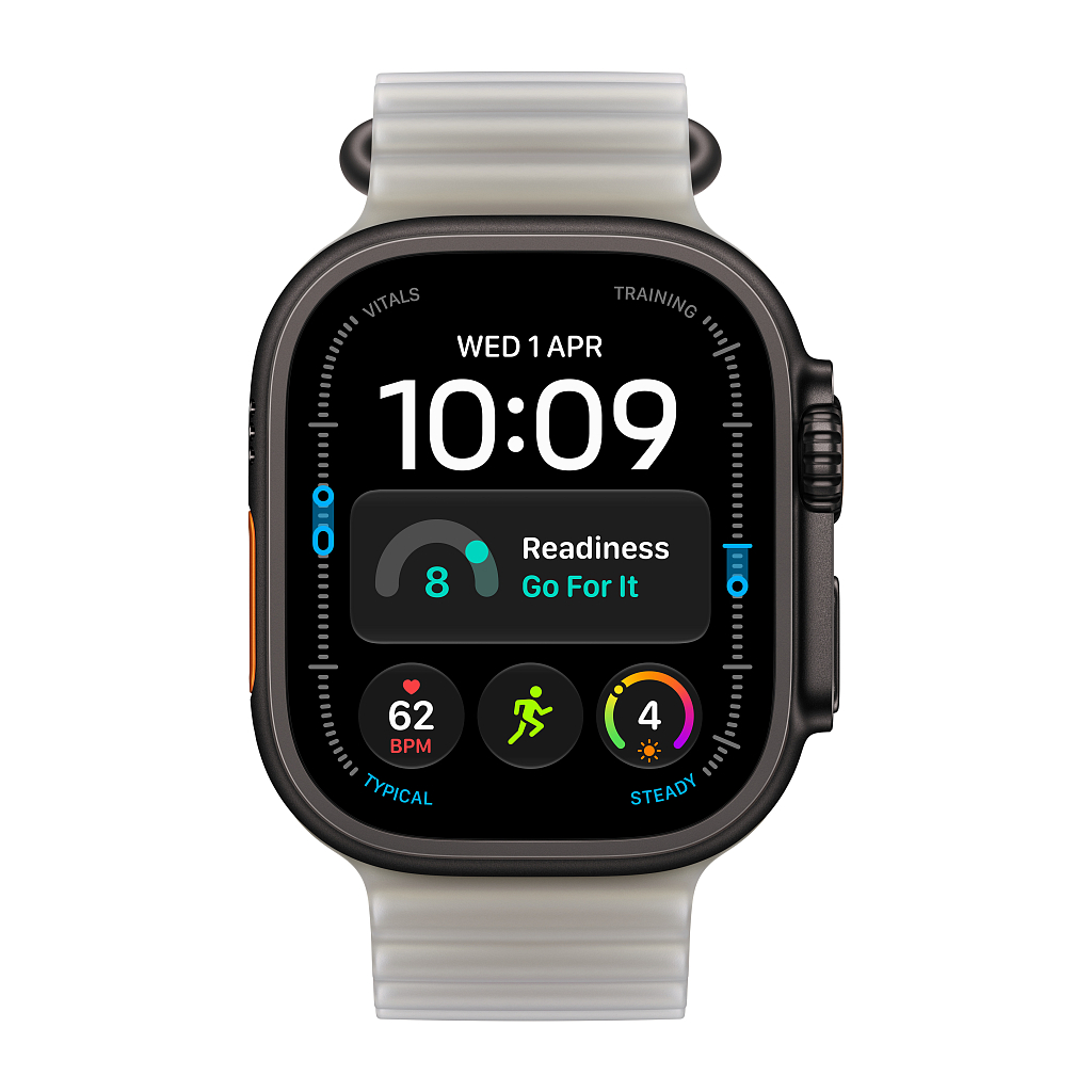 Часы Apple Watch Ultra 4 GPS 49 мм, корпус чёрный титан (Black Titanium), ремешок Ocean, цвет: полупрозрачный серый (Translucent Gray)