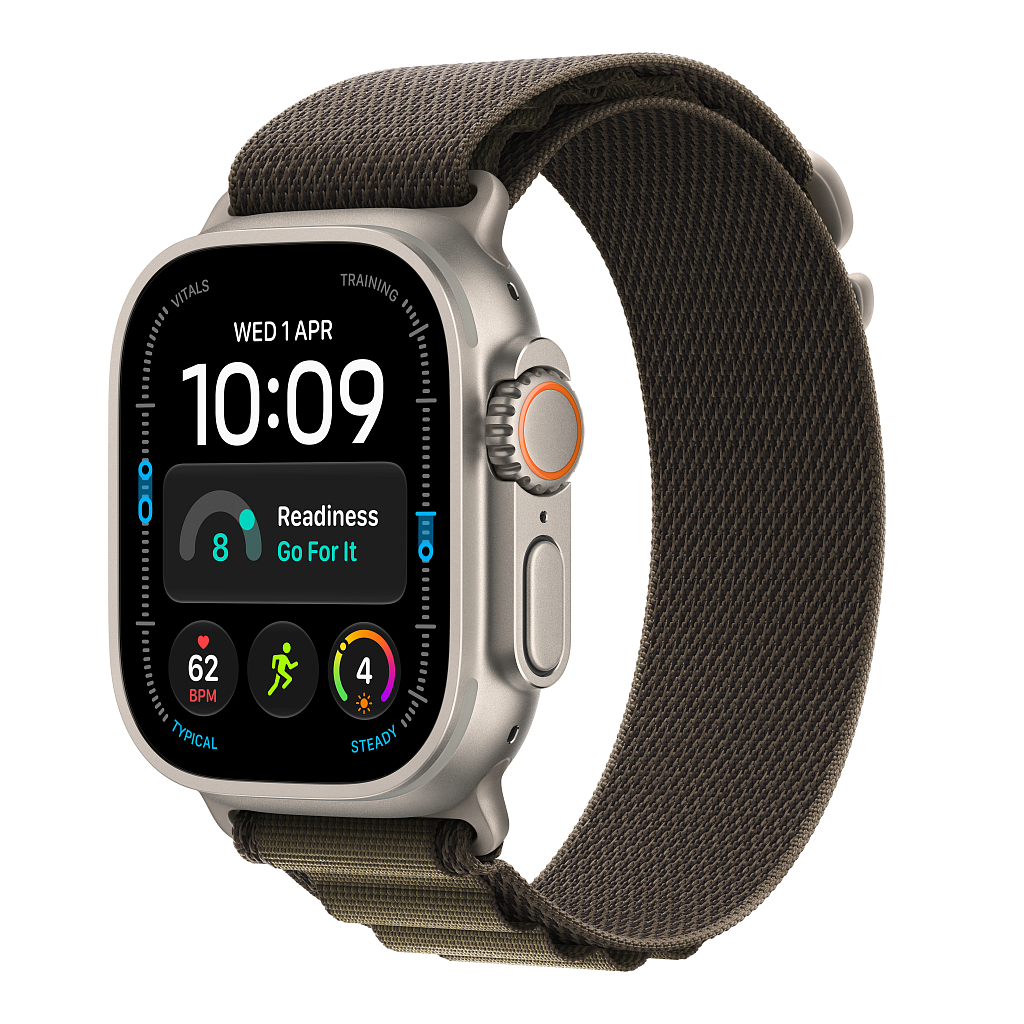 Часы Apple Watch Ultra 4 GPS 49 мм, корпус натуральный титан (Natural Titanium), ремешок Alpine, цвет: тёмно-оливковый (Dark Olive), размер: M