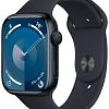 Apple Watch Series 9, 45mm, корпус из алюминия цвета «тёмная ночь», ремешок Sport Band цвета «тёмная ночь», размер S/M