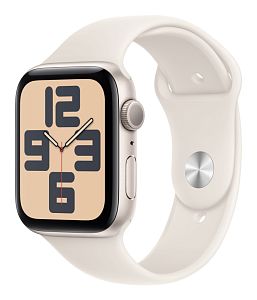 Часы Apple Watch SE, 44 мм, алюминий цвета «сияющая звезда», ремешок Sport Band цвета «сияющая звезда» (2024)