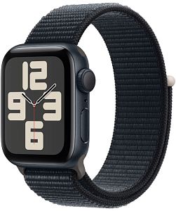 Apple Watch SE 2023, 40 мм, корпус из алюминия цвета «тёмная ночь», ремешок нейлон цвета «тёмная ночь»