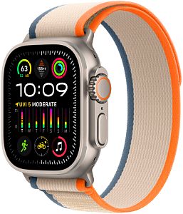 Apple Watch Ultra 2 GPS + Cellular, 49mm, корпус из титана, ремешок Trail оранжевого/бежевого цвета, размер S/M