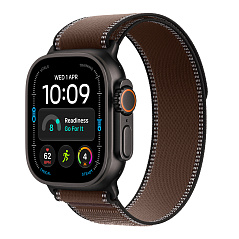 Часы Apple Watch Ultra 4 GPS 49 мм, корпус чёрный титан (Black Titanium), ремешок Trail, цвет: тёмно-коричневый (Dark Umber), размер: M/L