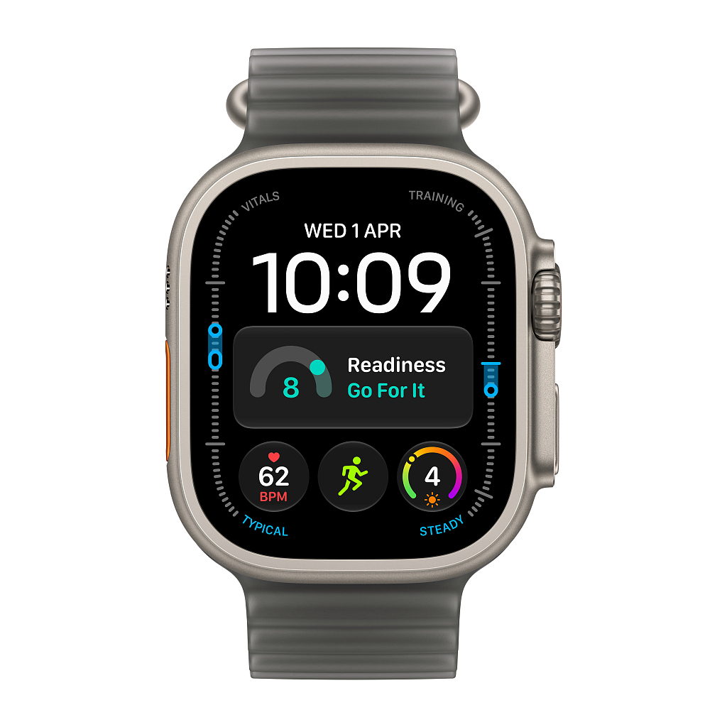 Часы Apple Watch Ultra 4 GPS 49 мм, корпус натуральный титан (Natural Titanium), ремешок Ocean, цвет: полупрозрачный чёрный (Translucent Black)