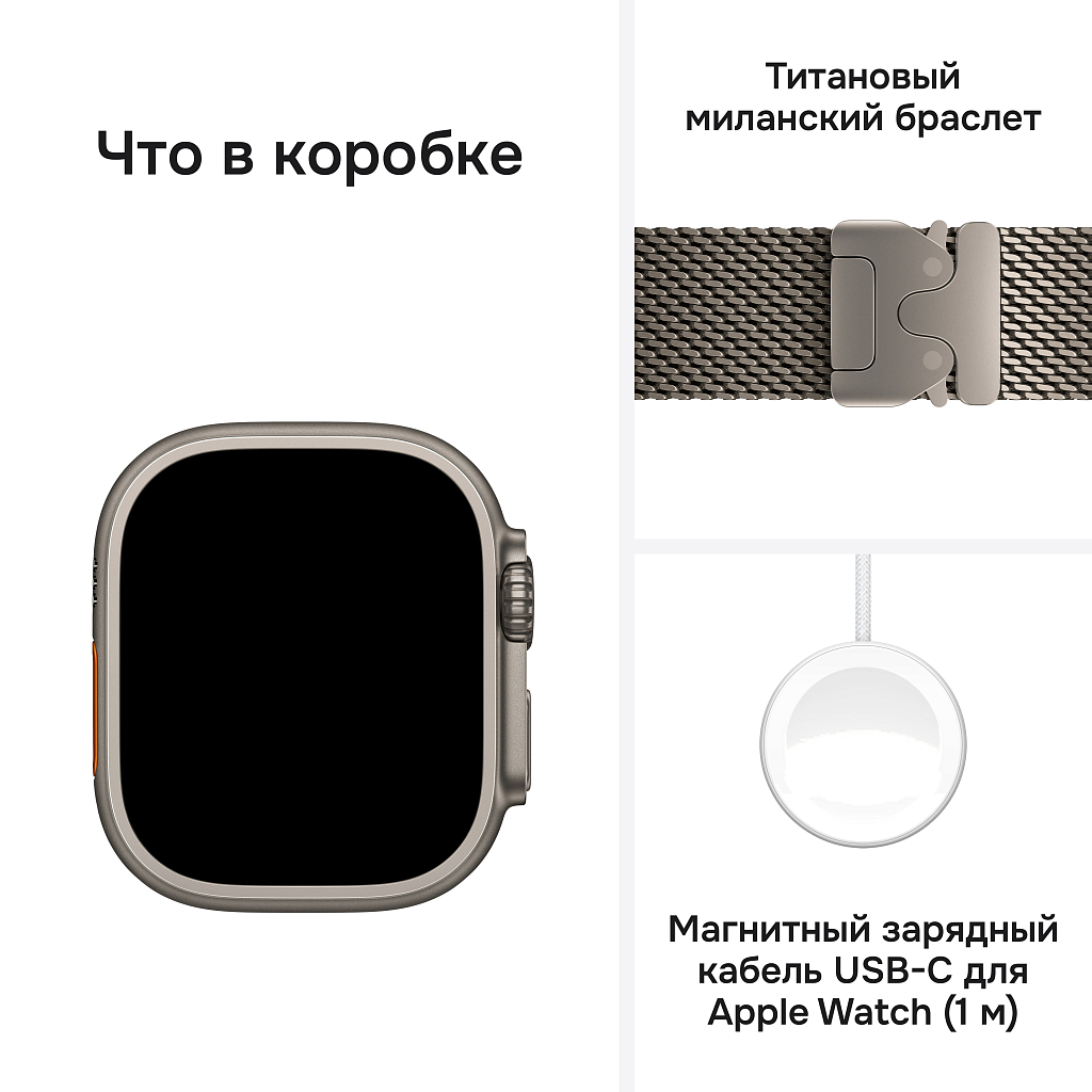 Часы Apple Watch Ultra 4 GPS 49 мм, корпус натуральный титан (Natural Titanium), ремешок Ocean, цвет: полупрозрачный чёрный (Translucent Black)