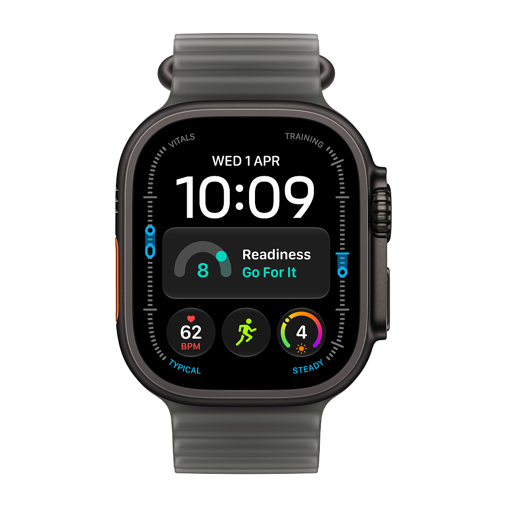 Часы Apple Watch Ultra 4 GPS 49 мм, корпус чёрный титан (Black Titanium), ремешок Ocean, цвет: полупрозрачный чёрный (Translucent Black)
